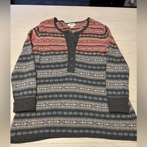Talbots size L Fair Isle henley sweater